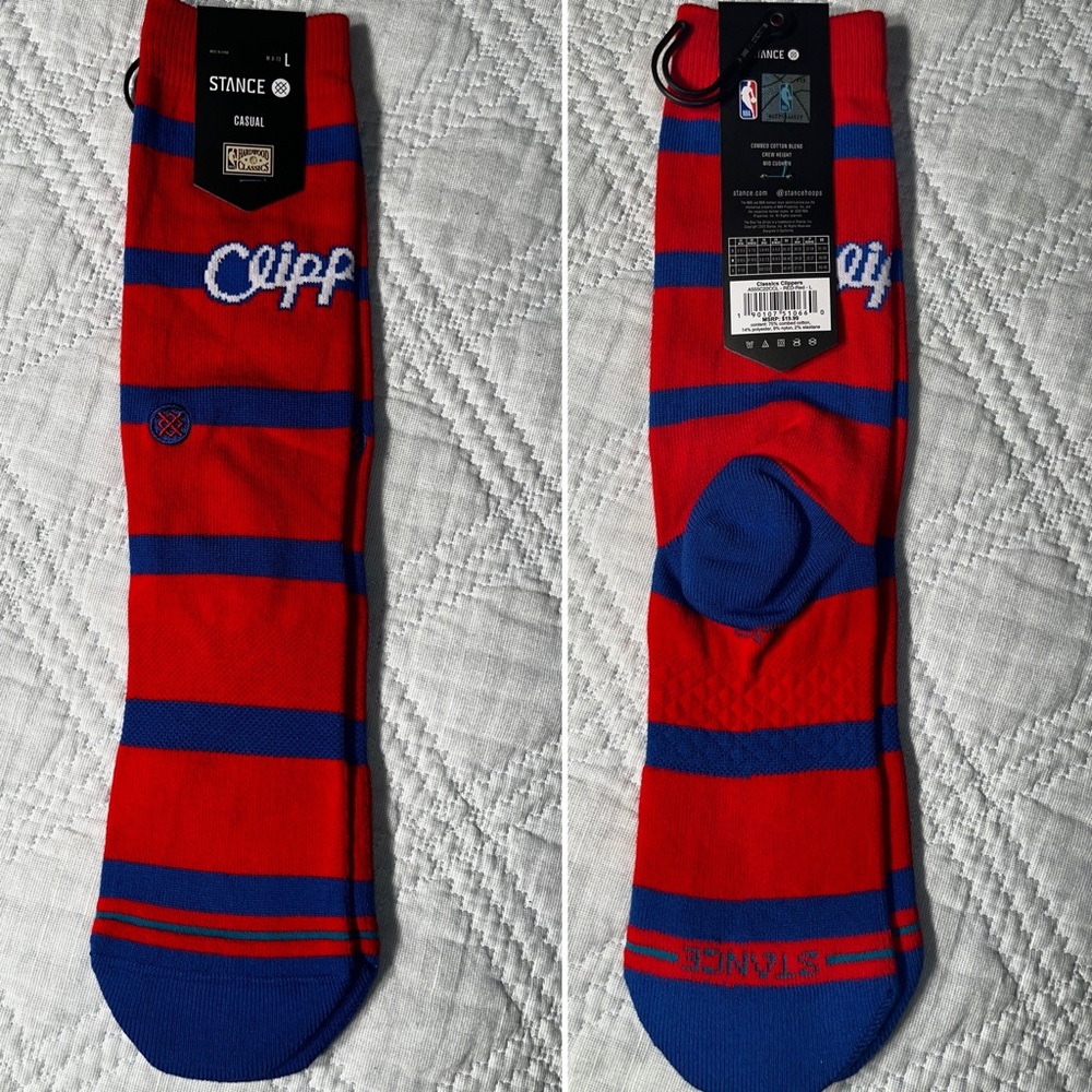 Los Angeles LA Clippers Stance NBA Hardwood Classics Crew Socks Large Men’s 9-13